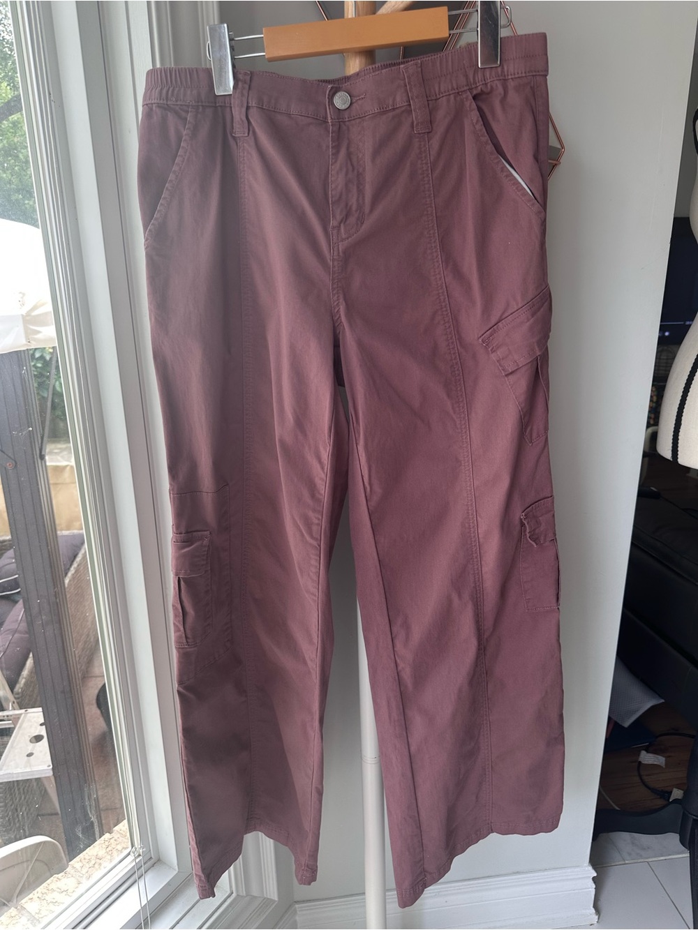 NWT PacSun Women’s Low Rise Puddle Cargo Pants Twill Dusty Mauve Size Medium